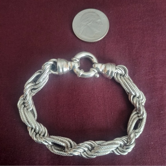 Sterling Silver Fancy Twist Link Bracelet 7.5 Inch - Picture 3 of 4